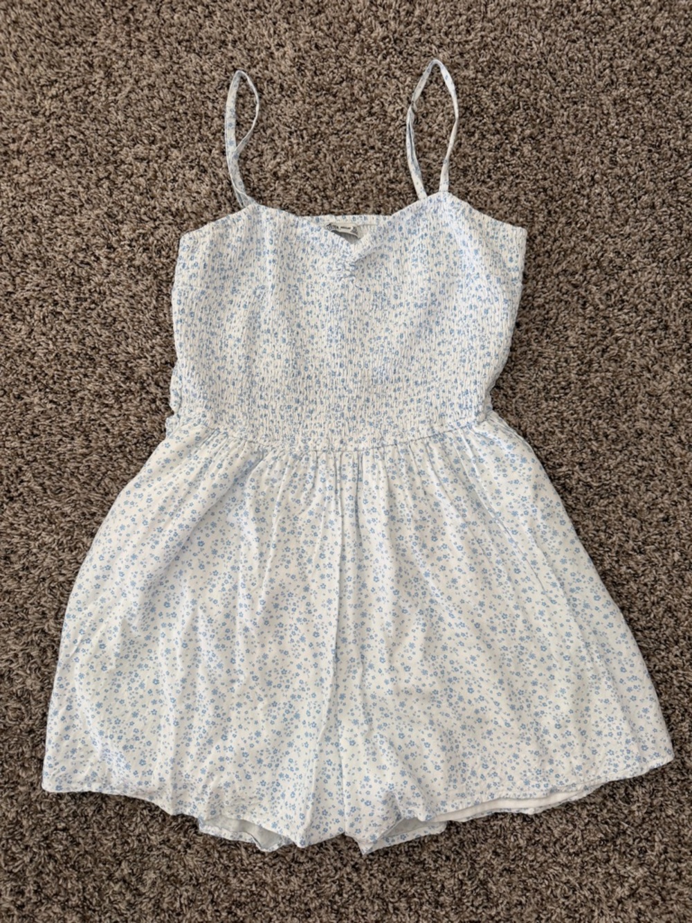 Hollister White Romper with Light Blue Floral Print
